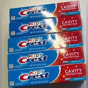Crest Kid’s Cavity Protection Fluoride Toothpaste Sparkle Fun Flavor X 5 Tubes